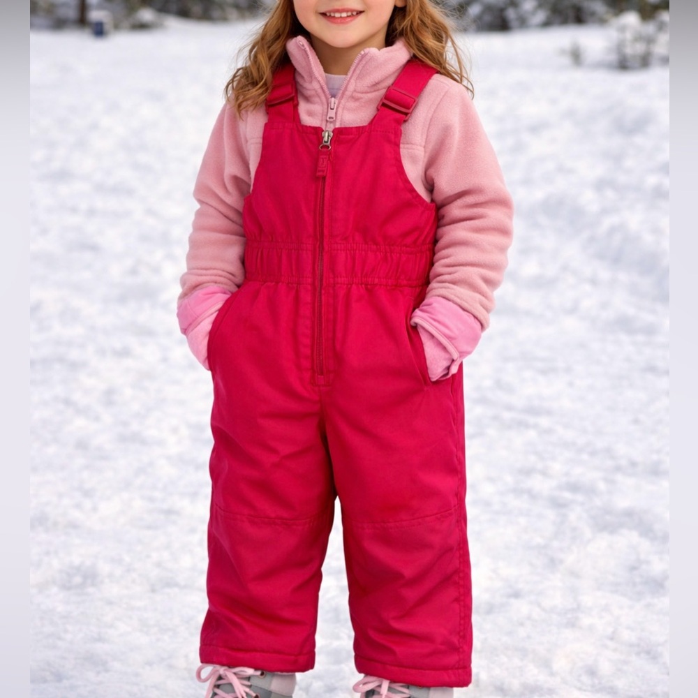 Healthtex Girls Snow Bib 4T Pink Winter Ski Snow Pants Toddler